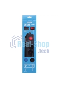 Сетевой фильтр Sven Optima 5,0 м (6 розеток с защитными шторками) черный, цветная коробка