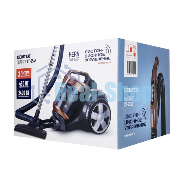 Пылесос Centek CT-2543 серый/бронзовый, 450/2400 Вт, уборка сухая, пылесборник контейнер, 3 л
