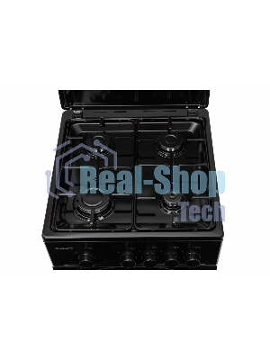 Плита газовая Kraft KF-FSK5301GbL черный, конфорок 4 газовых, духовка 58 л, 50 см x 85.5 см x 55.6 см