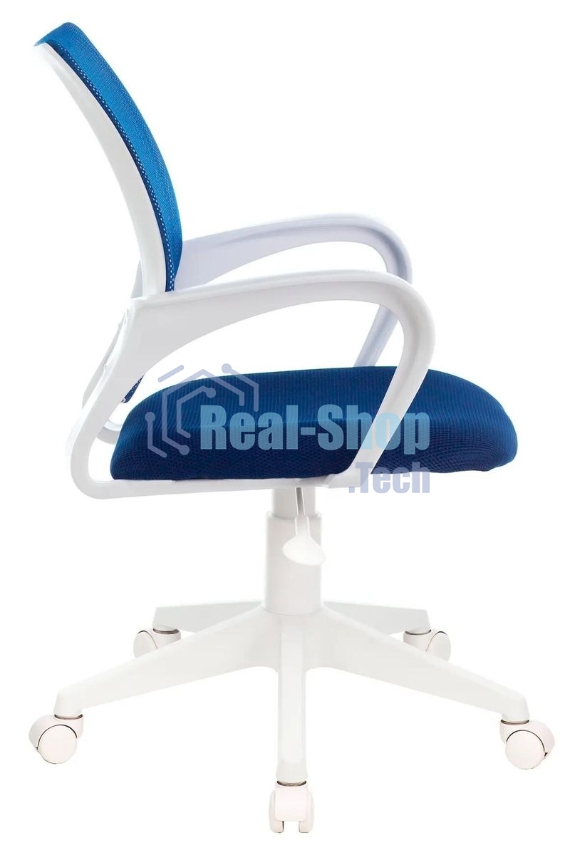 Кресло компьютерное Бюрократ CH-W695NLT TW-05N TW-10N темно-синий, сетка/ткань, крестовина пластик, пластик белый