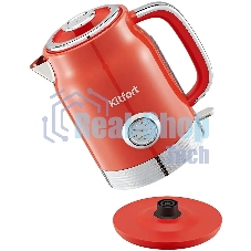 Чайник электрический Kitfort КТ-6791 1.7 л, 2200 Вт, красный/серебристый корпус: металл/пластик