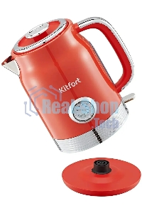 Чайник электрический Kitfort КТ-6791 1.7 л, 2200 Вт, красный/серебристый корпус: металл/пластик