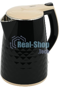 Чайник электрический Centek CT-0025 черный металл 1.8л, 1800W, двойные стенки, кнопка вкл. на ручке