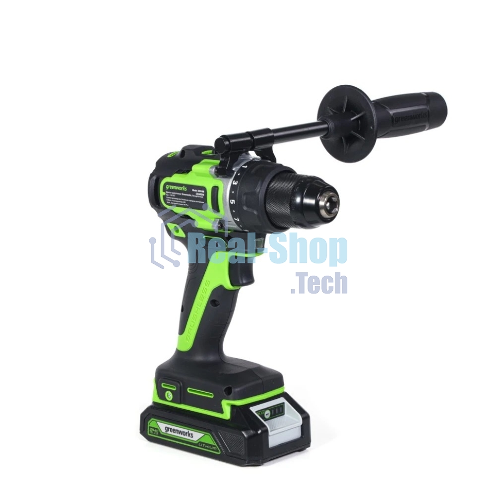 Дрель-шуруповерт GREENWORKS GD24DD90, 24 В, 0,9 Ач, 90 Нм, бесщеточный