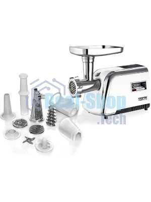 Мясорубка электрическая Centek CT-1602 Juice белый, 2000 Вт, 2.0 кг/мин, реверс, защита от перегрузки, металлический лоток, насадки - 5