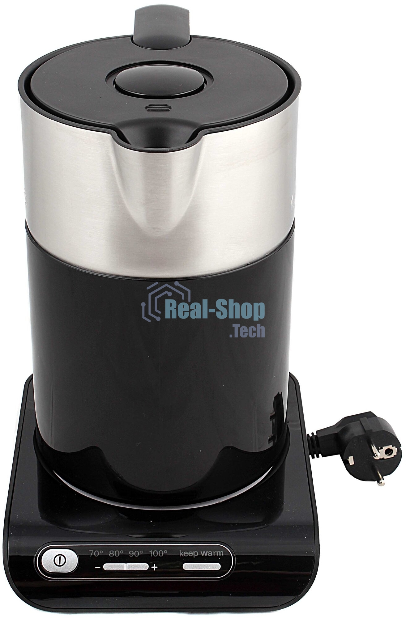 Электрочайник Bosch TWK8613 черный/серебристый, 1.5 л, 2400 Вт, скрытый нагревательный элемент, поддержание температуры