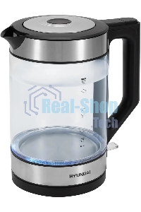 Чайник электрический Hyundai HYK-G3509 1.7л. 2200Вт черный/прозрачный корпус: стекло/пластик