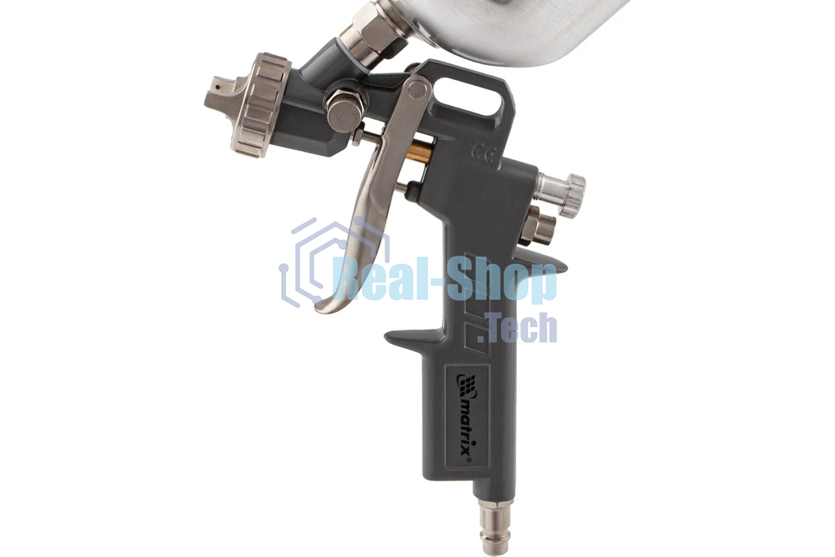 Краскопульт пневматический Matrix краскораспылитель пневмат. с верхним бачком v=1.0л + сопла