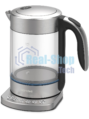 Чайник электрический Rondell RDE-WK888 1.6л. 2200Вт серебристый/прозрачный корпус: стекло