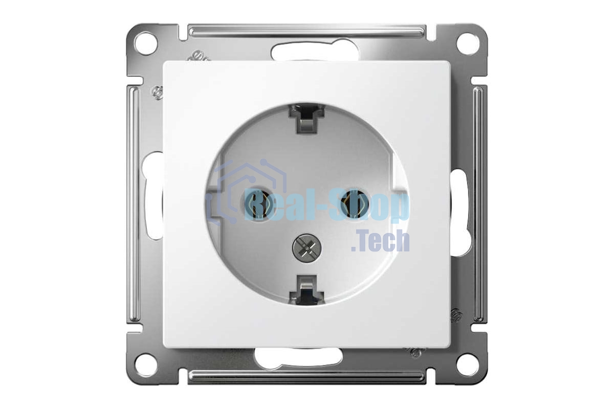 Механизм розетки 1-м СП AtlasDesign с заземл. 16А белый, SchE ATN000143