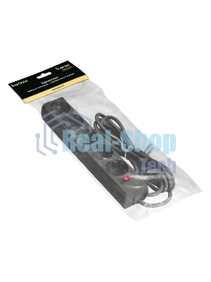 Удлинитель ExeGate EC-5-5B (EX279358RUS), черный, 5 м, евровилка с заземлением, 5 евророзеток с заземлением, 2200 Вт