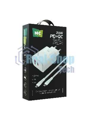 Сетевое зарядное устройство MORE CHOICE NC81a СЗУ 1USB+1Type-C 3.0A PD 20W+ QC3.0, белый