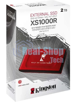 Внешний SSD Kingston XS1000, 2TB, USB 3.2 Gen 2 Type-C, R/W 1050/1000, красный