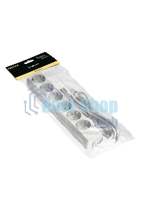 Удлинитель ExeGate ECE-6-3W (EX285833RUS), белый, 3 м, евровилка с заземлением, 6 евророзеток с заземлением, 2200 Вт