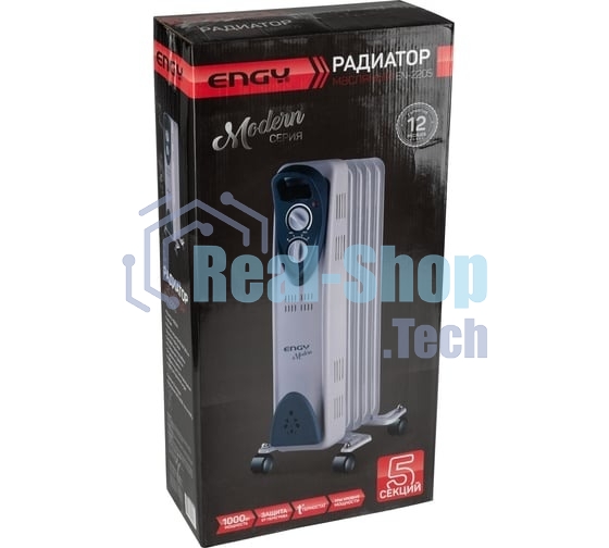 Обогреватель масляный Engy EN-2205 Modern (5 секций) белый, 1000 Вт, 10 м2, термостат