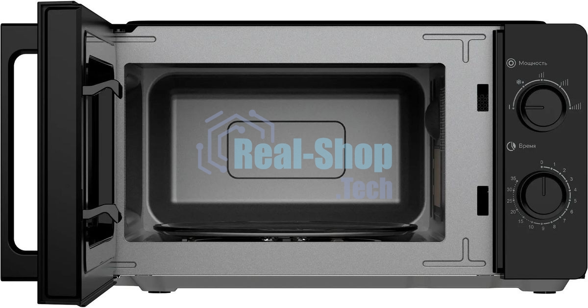 Микроволновая печь OASIS MW-70RB черный, 20 л, 700 Вт, переключатели — поворотный механизм