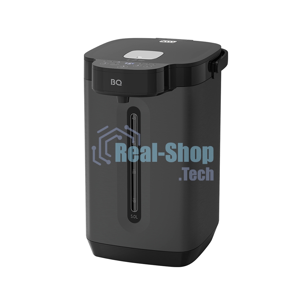 Термопот BQ TP5002 Black, мощность 1800 Вт, объем 5 л, сенсорный тип управления, 5 температурных режимов (45, 65, 75, 85, 95°С), функция повторного кипячения, функция поддержания температуры, способы подачи воды - электрическая помпа, индикатор уровня воды, автоотключение при недостаточном количестве воды, блокировка подачи воды, защита от перегрева, дисплей LED, съемная крышка, ручка для переноски, материал корпуса - металл, пластик, материал внутренней камеры - высококачественная нержавеющая сталь AISI 304, длина электрошнура 1.0 м, напряжение 220-240 В, 50-60 Гц, защита от поражения электротоком класс I