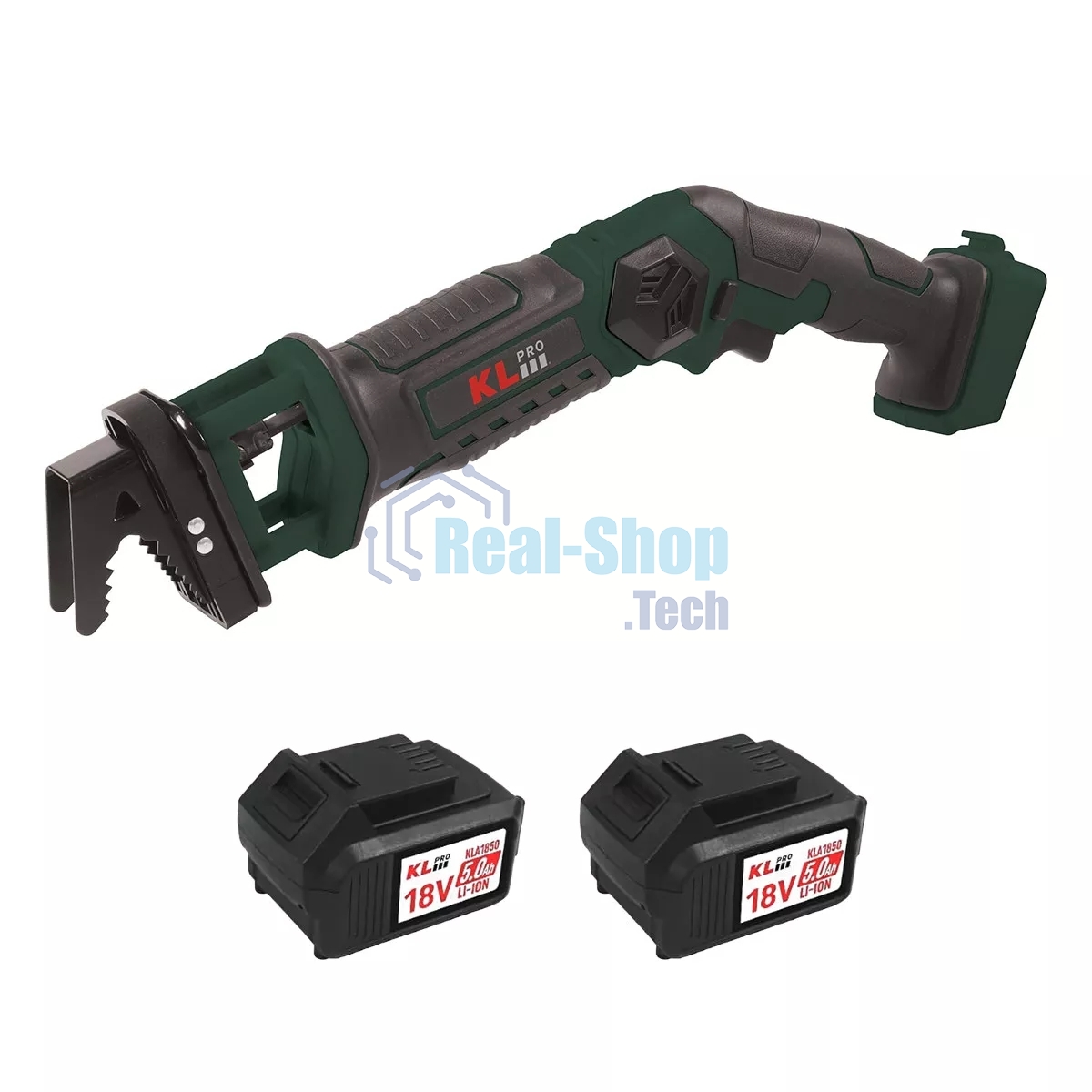 Профессиональная сабельная аккумуляторная пила KLPRO KLBTK18-50 (18В, Li-ion-2шт 5,0А·ч, ЗУ 4,5А 2200об/мин)