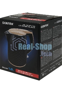 Чайник электрический Centek CT-0025 черный металл 1.8л, 1800W, двойные стенки, кнопка вкл. на ручке