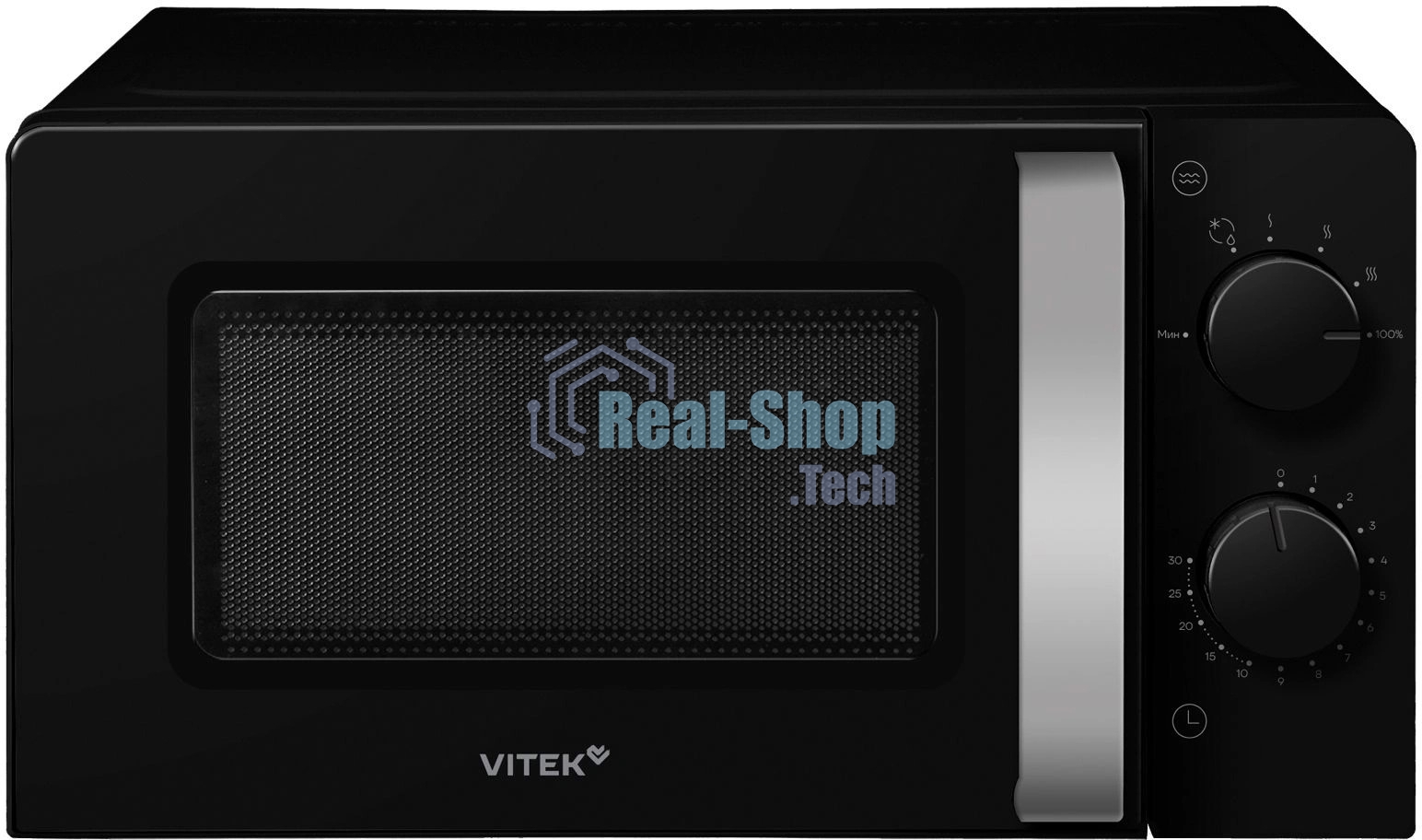 Микроволновая печь Vitek VT-MW1020 черный, 20 л, 700 Вт, переключатели — поворотный механизм