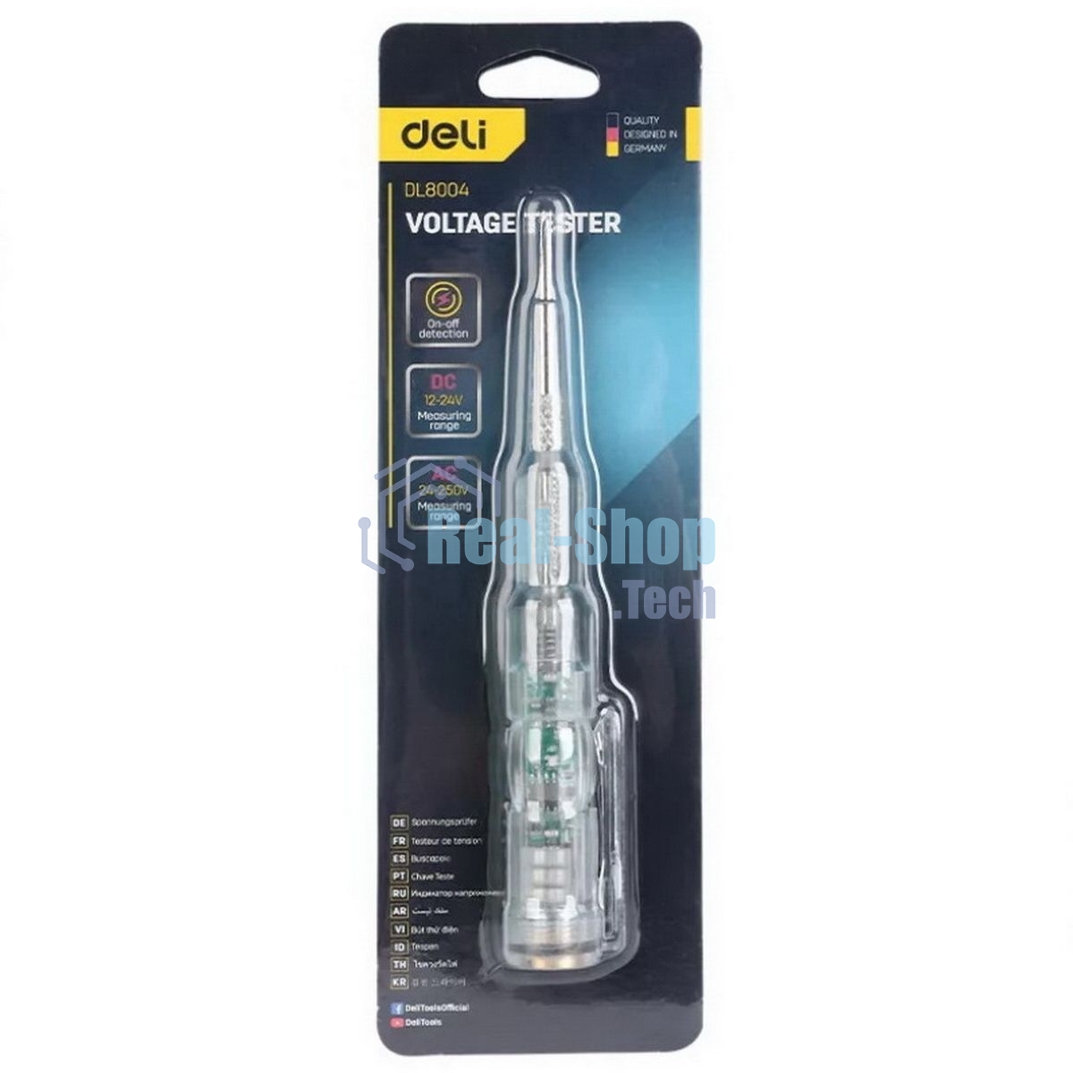 Индикаторная отвертка-тестер напряжения светодиодная Deli DL8004 12-250 В