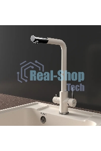 Кухонный смеситель GranFest Quarz GF-Z-5421, Г-образный, кран под фильтрованную воду, белый