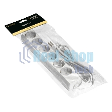 Удлинитель ExeGate ECE-6-5W (EX285836RUS), белый, 5 м, евровилка с заземлением, 6 евророзеток с заземлением, 2200 Вт