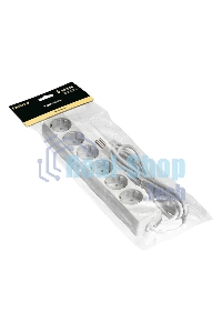 Удлинитель ExeGate ECE-6-5W (EX285836RUS), белый, 5 м, евровилка с заземлением, 6 евророзеток с заземлением, 2200 Вт