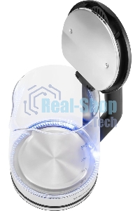 Чайник электрический Starwind SKG2112 2 л, 1800 Вт, черный/прозрачный корпус: стекло