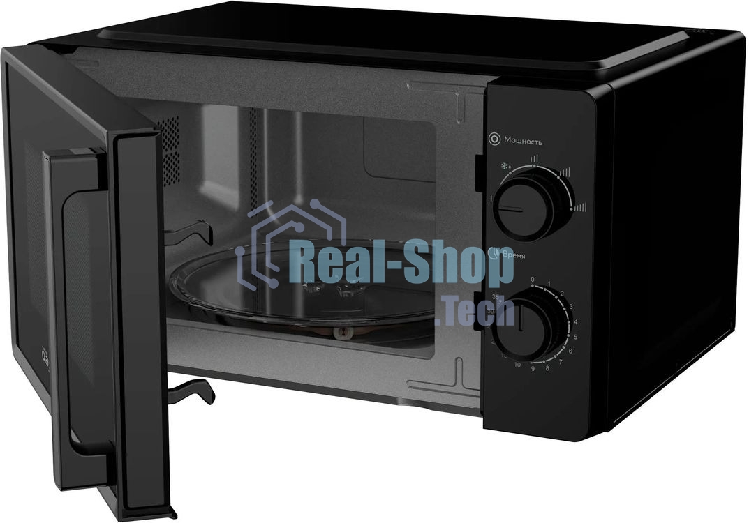 Микроволновая печь OASIS MW-70RB черный, 20 л, 700 Вт, переключатели — поворотный механизм