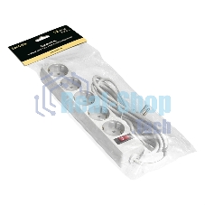 Удлинитель ExeGate EC-5-1.8W (EX279361RUS), белый, 1,8 м, евровилка с заземлением, 5 евророзеток с заземлением, 2200 Вт