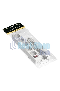 Удлинитель ExeGate EC-5-1.8W (EX279361RUS), белый, 1,8 м, евровилка с заземлением, 5 евророзеток с заземлением, 2200 Вт