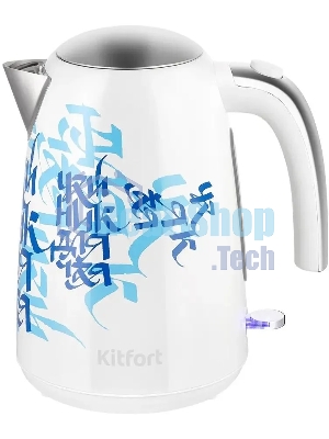 Чайник электрический Kitfort КТ-6772 1.7 л, 2200 Вт, белый/синий корпус: металл/пластик