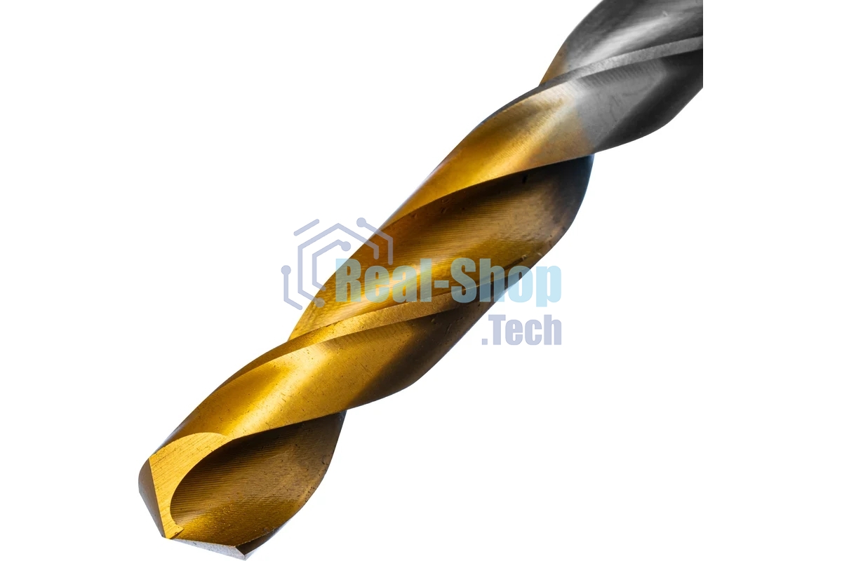 Сверло спиральное по металлу Denzel 11 х 195 мм, Р6М5, Golden Tip, удлиненное