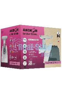 Мясорубка электрическая Аксион М62.01 черный, 2000 Вт, 4.0 кг/мин, реверс, защита от перегрузки, насадки - 4