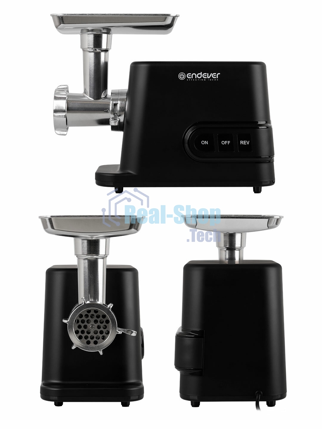 Мясорубка электрическая Endever Sigma-113 черный, 4500 Вт, 3 кг/мин, реверс, защита от перегрузки, металлический лоток, насадки - 5