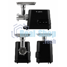 Мясорубка электрическая Endever Sigma-113 черный, 4500 Вт, 3 кг/мин, реверс, защита от перегрузки, металлический лоток, насадки - 5