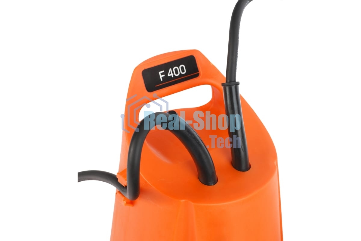 Насос дренажный PATRIOT F 400 (NEW) 315302405 Мощн. - 400 Вт, напр. - 220 В, макс.производит. - 8000 л/час, макс. глуб. погруж. - 5 м., макс. выс.подъема- 5 м., корпус - пластик.