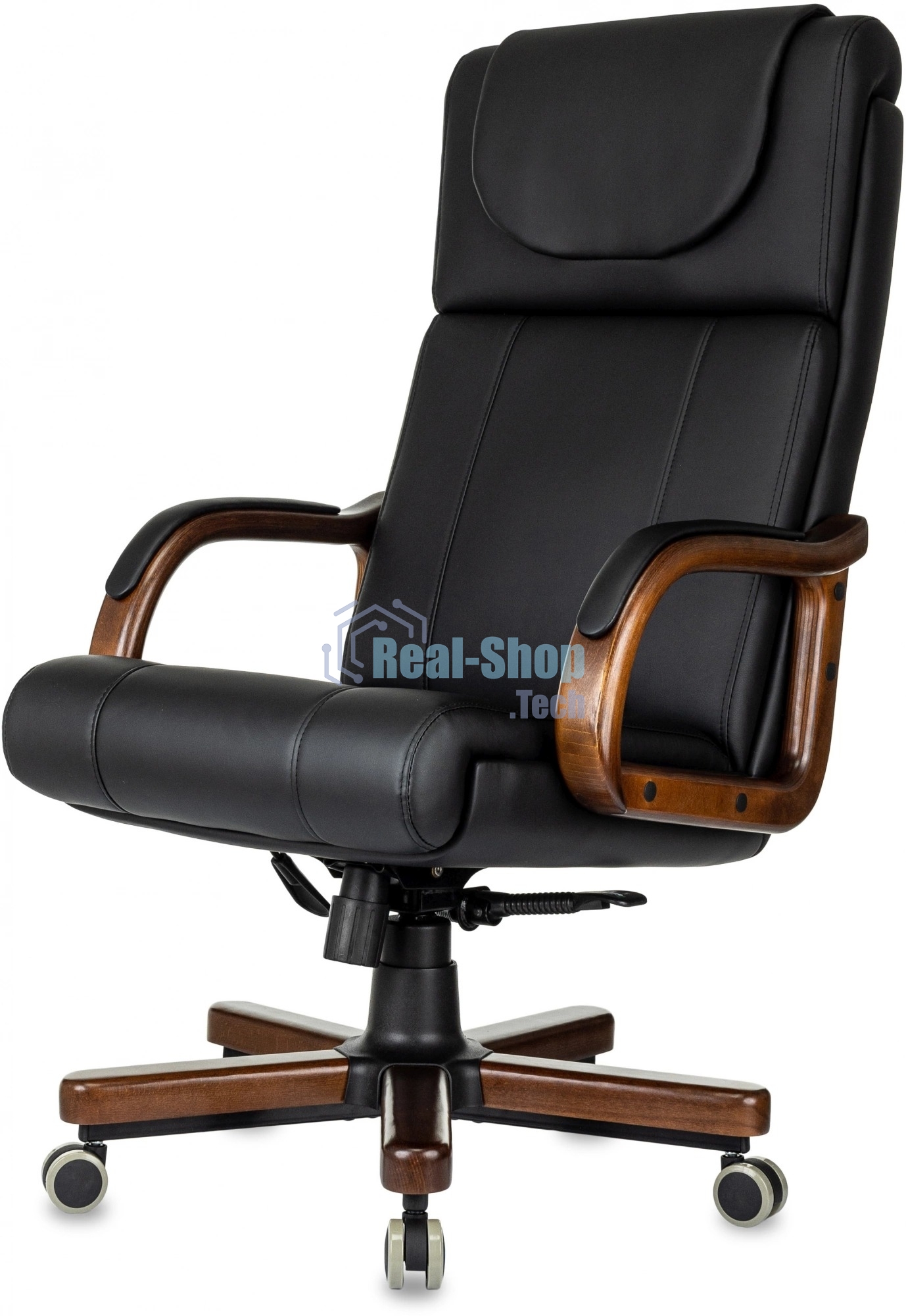 Кресло руководителя Бюрократ T-9933Walnut черный, эко.кожа, крестов. металл/дерево