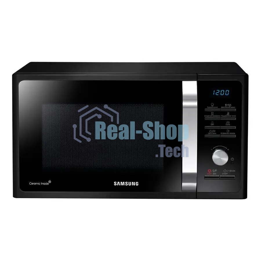 Микроволновая печь Samsung MG23K3515AK/BW черный, 23 л, 800 Вт, переключатели - поворотный механизм/кнопки