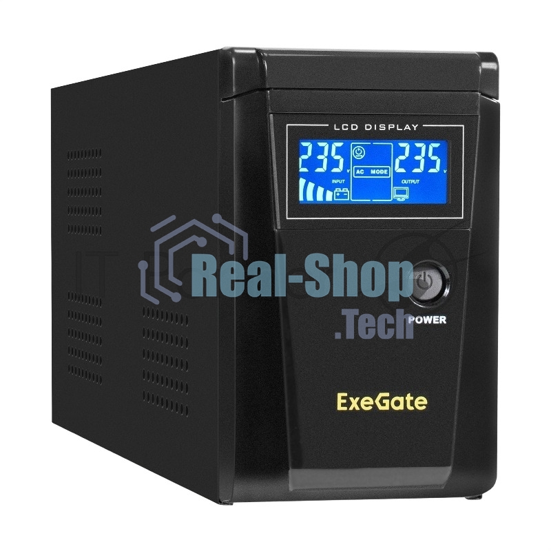 Источник бесперебойного питания (инвертор, синус, для котла) ExeGate SineTower SZ-600.LCD.AVR.1SH <600VA/360W, чистый синусоида, LCD дисплей, AVR, 1*Schuko, линейно-интерактивный, внешняя батарея 12В до 200Ач, Black>