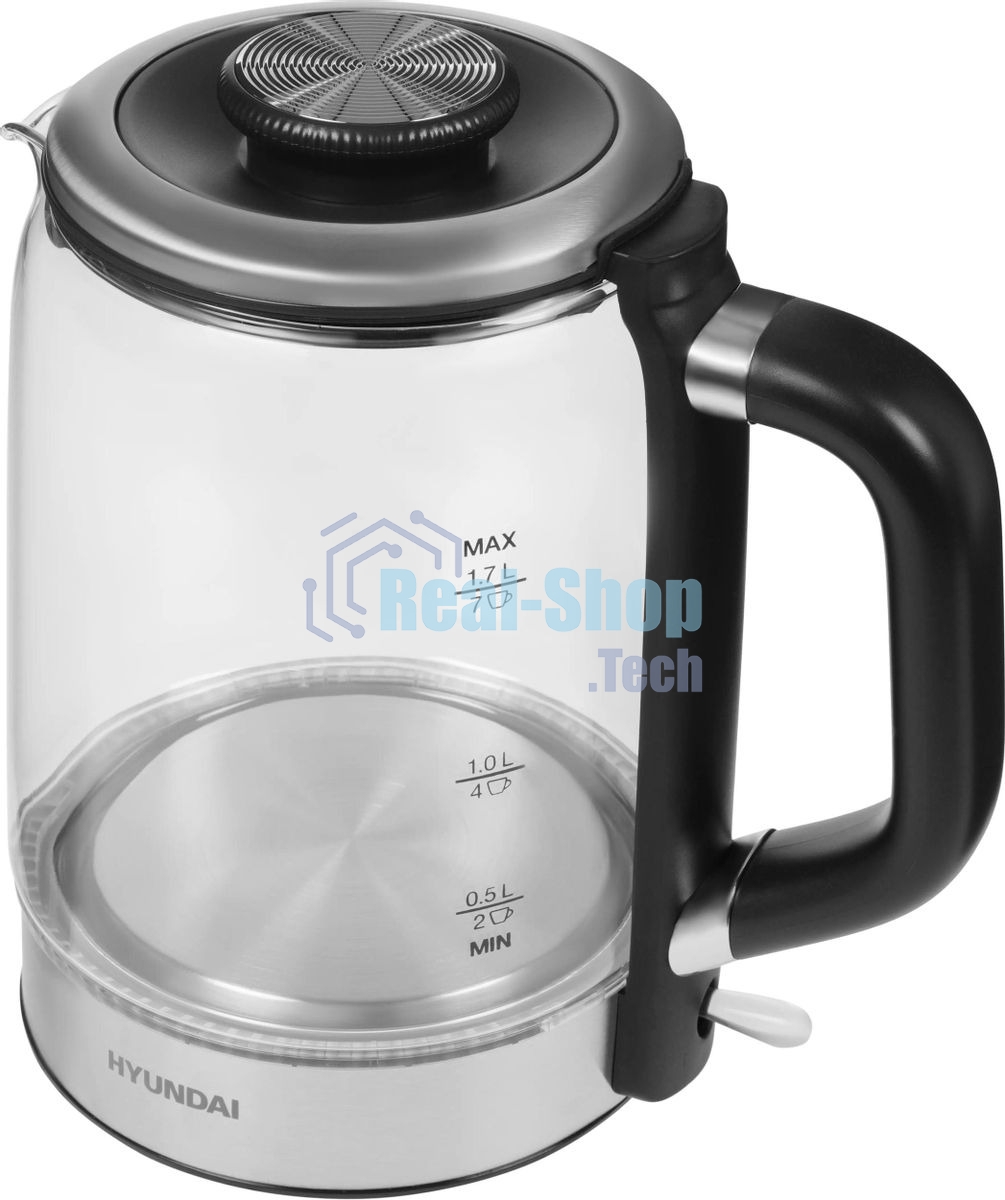 Чайник электрический Hyundai HYK-G5501 1.7 л, 2200 Вт, серебристый/черный