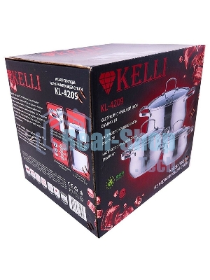 Набор посуды Kelli KL-4209 6 пред. Кастрюля с жаропрочной стекл. крышкой 2.1 л. Кастрюля с жаропрочной стекл. крышкой 3 л. Кастрюля с жаропрочной стекл. крышкой 4 л. Высококачественная нерж. сталь 18/10. 5-ти слойное капсульное дно.