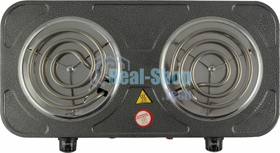 Плита настольная электрическая Homestar HS-1105 серый, 2 кВт, ТЭН, конфорки - 2, эмаль, поворотные переключатели
