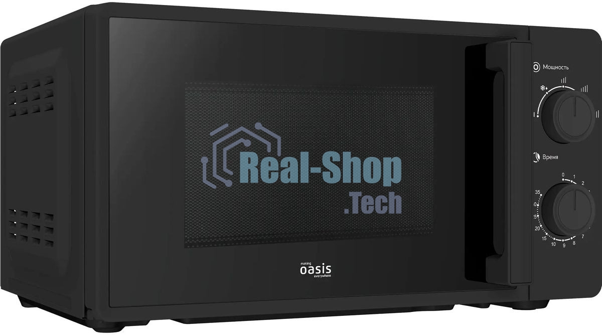 Микроволновая печь OASIS MW-70RB черный, 20 л, 700 Вт, переключатели — поворотный механизм