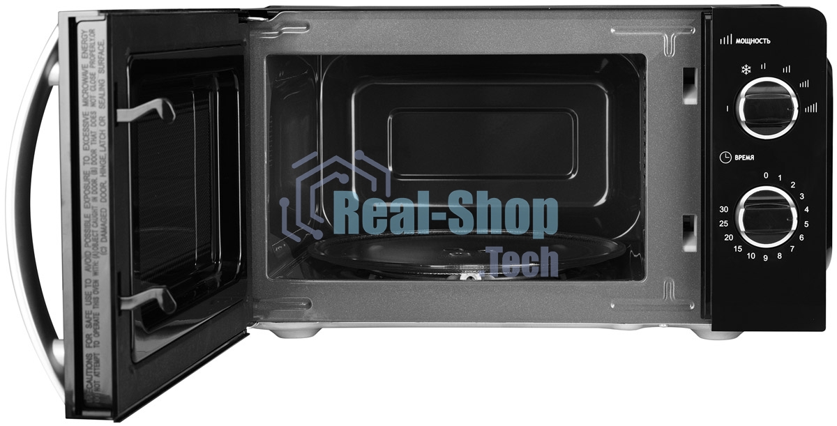 Микроволновая печь Kraft KF20MW7B-203M черный, 20 л, 700 Вт, переключатели - поворотный механизм