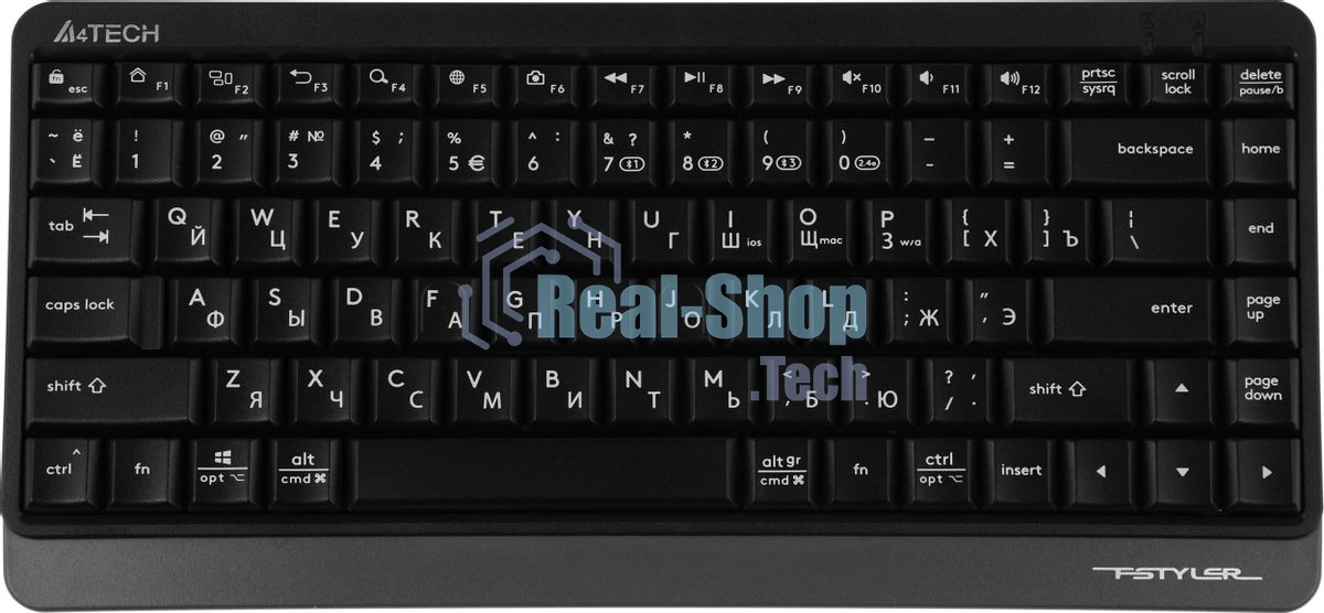 Клавиатура беспроводная A4Tech Fstyler FBK11, USB, Bluetooth/Радиоканал, черный/серый