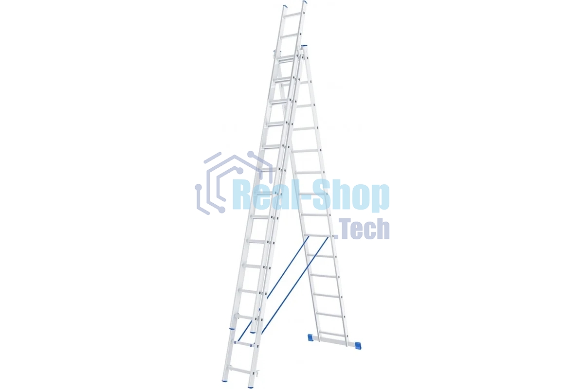 Лестница Сибртех, 3 х 14 ступеней, алюминиевая, трехсекционная