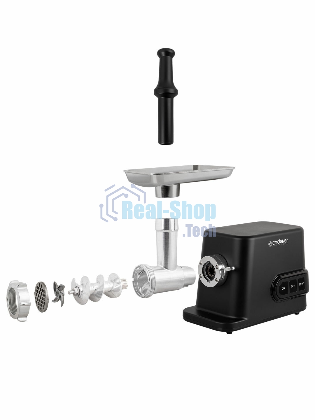 Мясорубка электрическая Endever Sigma-113 черный, 4500 Вт, 3 кг/мин, реверс, защита от перегрузки, металлический лоток, насадки - 5