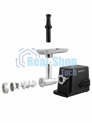 Мясорубка электрическая Endever Sigma-113 черный, 4500 Вт, 3 кг/мин, реверс, защита от перегрузки, металлический лоток, насадки - 5